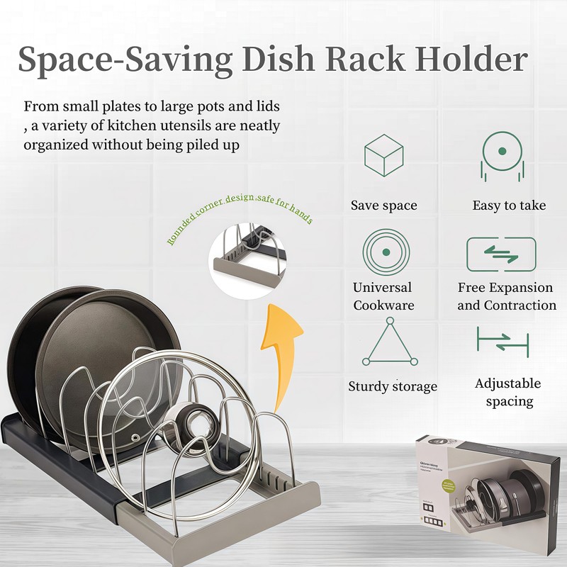 SHUTKMVCW Lid organizers inside cabinet adjustable, Kitchen Pot lid organizer
