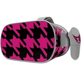 Decal Style Skin Wrap Compatible with Oculus Go Headset - Houndstooth Hot Pink on Black (Oculus NOT Included)