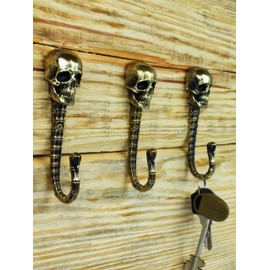 Skull Brass Wall Hook. Handmade. For House Bar Hotel Motel Office Coats Towels Keys Hats Backpacks Motorcycle accessories. Skull Art