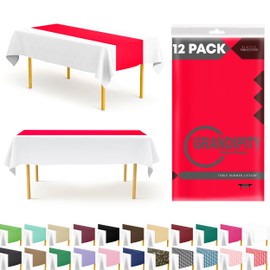 Red 12 Pack Premium Disposable Plastic Table Runner 14 x 108 Inch. Table Runner for Dinner Parties & Events by Grandipity