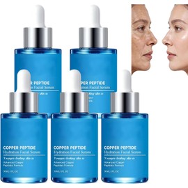 Sérum Facial Hidratante con Péptidos de Cobre, Sérum Antiedad con Péptidos, Crema Facial Iluminadora para Pieles Apagadas, Crema Facial Reafirmante y Lifting, Rellenador de Arrugas (5 pcs)