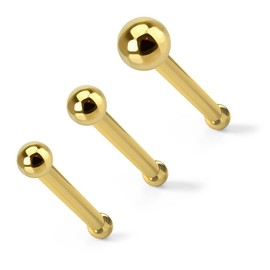 Monster Piercing - 9K gold real gold | 3 pieces | nose piercing stud | bar thickness: 22 g (0.6 mm) | bar length: 6 mm | ball size: 1 mm to 2 mm | hypoallergenic, Acrylic, Yellow Gold