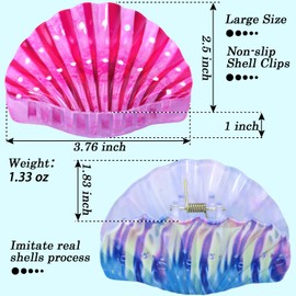 Seashell Hair Claw Clip for Women, Beach Wedding Hair Accessories, Summer hair clips Non-Slip Shell Design (Simulation series)