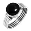 Jeweloporium Real Black Onyx 925 Silver Ring for Women Stone