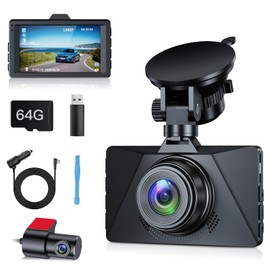 Range Tour Car Dash Cam Front and Rear 64G Card Included, FHD 1080P Car Camera 170° Wide Angle HDR Driving Recorder Car Video Camera Loop Recording Night Vision Motion Detection