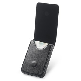 Business Card Holder, Leather Business Card Holder, Business Card Stand for Men and Women, Card Holder, Pockets, ID Case, Credit Card Case with Magnetic Closure, black, Elegant