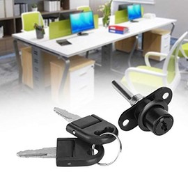 Cajón Escritorio Armario Gabinete Cerradura de émbolo, 2 Piezas Muebles Cajón Armario Archivador Cerradura con Llaves Seguridad de Oficina Muebles de Bricolaje Hardware(16mm black single lock)
