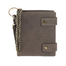 Harrys-Collection Wallet Made of High-Quality Vintage Leather + RFID with Chain Plain, dark brown, purse