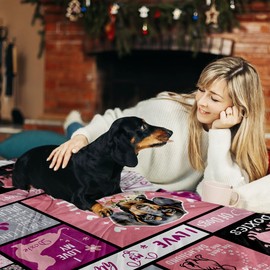 SENHIJI Dachshund Gifts for Women, Dachshund Lovers Gifts, Weiner Dog Birthday Present for Women Throw Blanket 60"X50"