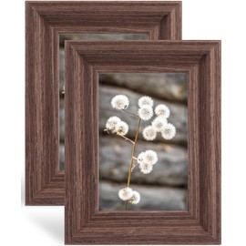GraduationMall 4x6 Wooden Picture Frames,Real Glass,Wall or Tabletop Display Photo Frames,Brown Set of 2