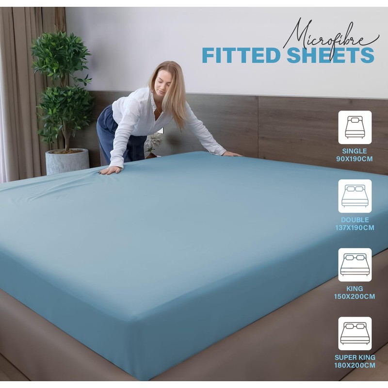 ACRALI HOME Double Fitted Sheet 40cm/16in Deep Fitted Sheets Double