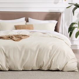 Bedsure Duvet Cover King Size - Soft Cationic-Like Print Bedding Set for Kids, 3-Piece Set Includes 1 King Duvet Cover with Zipper Closure and 2 Pillowcases (Beige, 104"x90")