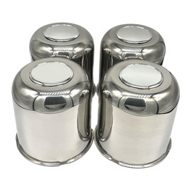 AYZH 4 Pack 4.25 Inch Center Caps Push Through for Trailer Truck RV Wheel Rims 4.25" Center Bore Chrome Stainless Steel