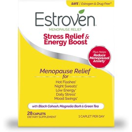 Estroven Alivio del estrés y impulso de energía para alivio de la menopausia, sin medicamentos, 28 Unidades (paquete de 1)