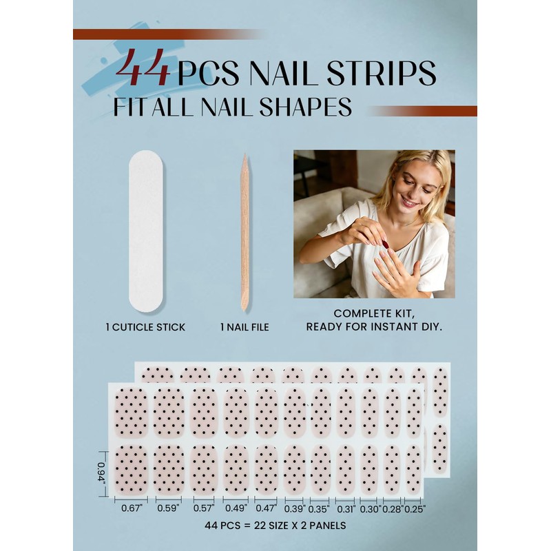 Gel Nail Strips 44Pcs, No UV Light Needed Gel Stickers,