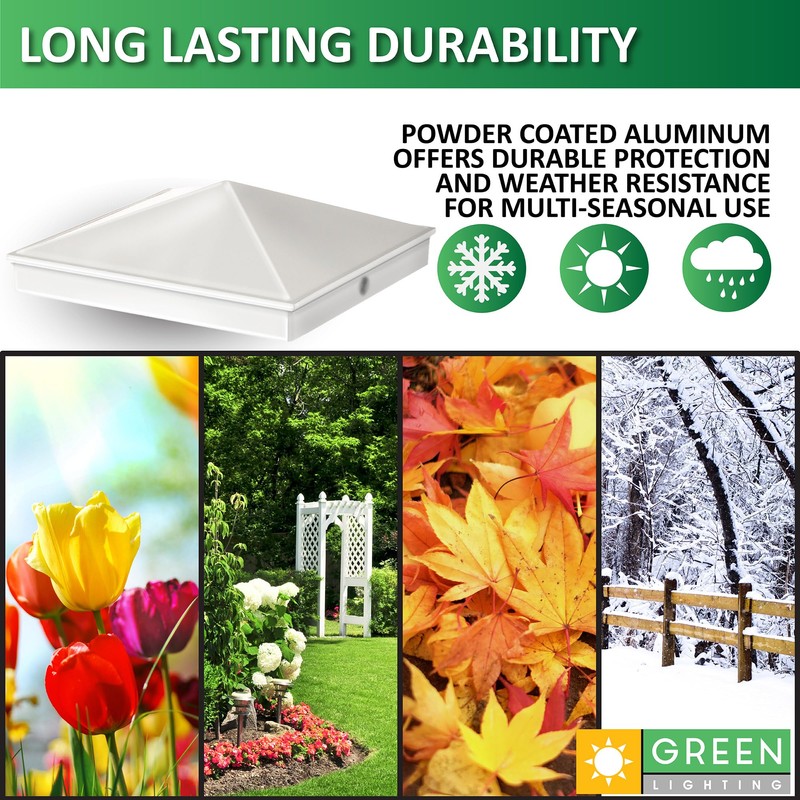GreenLighting 6x6 Aluminum Pyramid Post Cap Cover (White 4 Pack)
