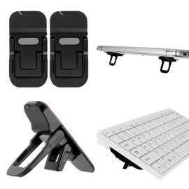 HekouJiub 2Pcs Keyboard Riser,Laptop Feet,Aluminum Alloy Keyboard Stand,Foldable Laptop Stand Self-Adhesive Black Keyboard Riser Feet for Most Keyboards (2 Gear Height 3-4cm)