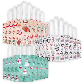 Set of Gift Bags, Christmas Bags with Handle, for Filling, Reusable (16 x 11.5 x 6 cm - Pack of 24, Cute Christmas)