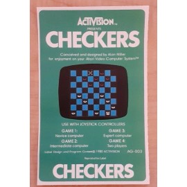 Replacement Atari 2600 Activision Checkers Label Machine cut