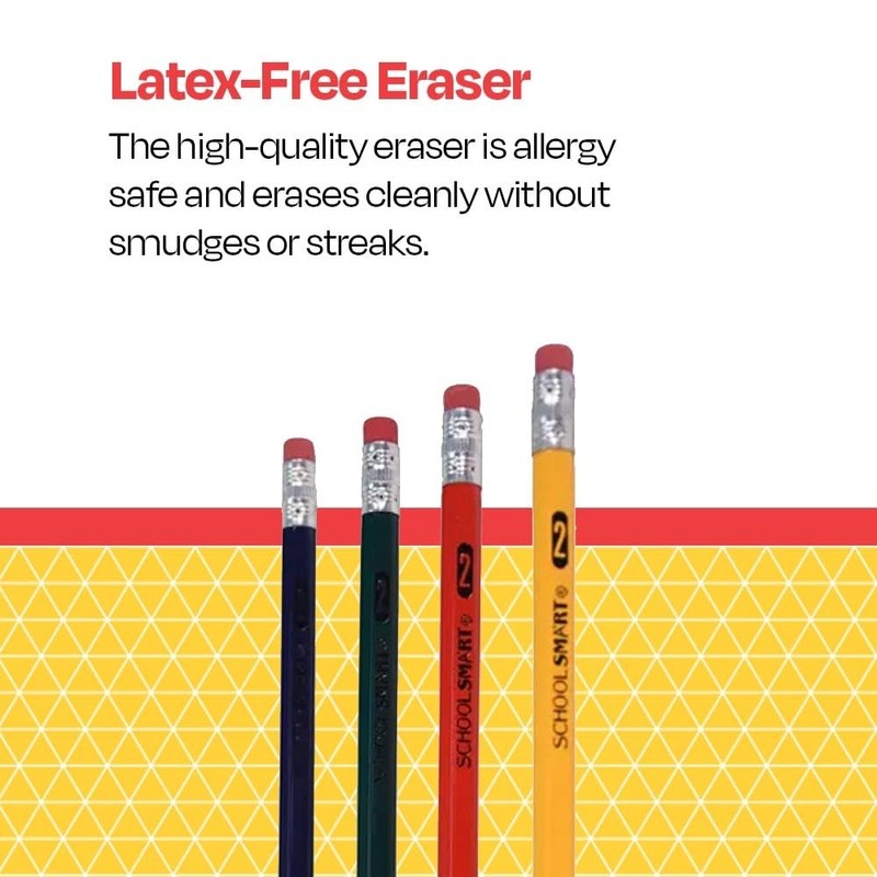 School Smart Traditional No 2 Pencils, Assorted Colors, Pack of