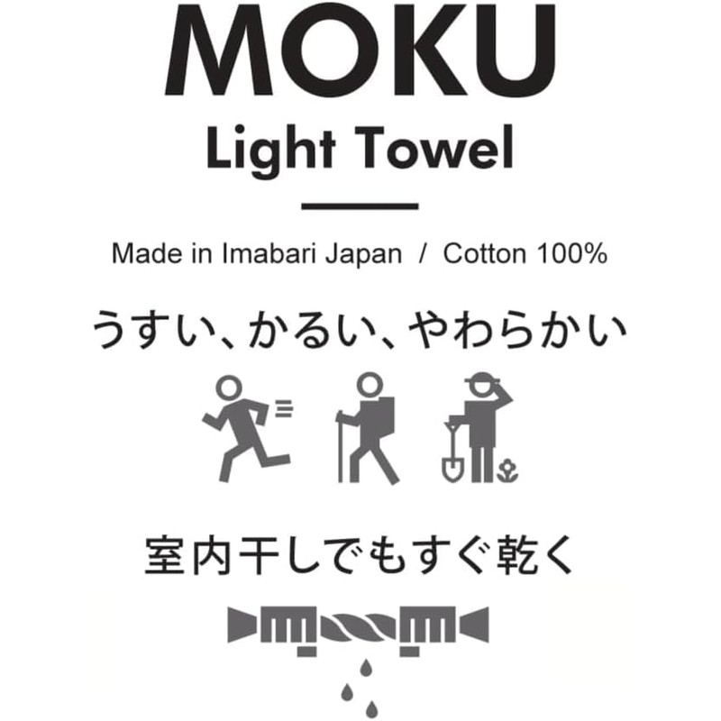 Moku Face Towels, 5-Piece Set, 13×39 inches, Made in Japan,