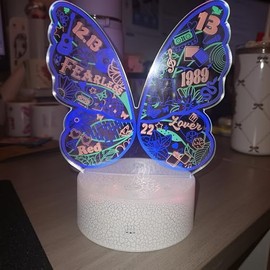 Girl Gifts, Butterfly Birthday Gifts for Women Friends, 3D Illusion Acrylic Night Light with Remote Control Smart Touch, Dimmable Colorful LED Table Lamp, Fans Merch, Decoration for Room, Music Party