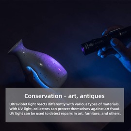 Weltool M1 UV Mini Flashlight 365nm Ultraviolet LED Black Light,Fluorescence Sterilization Detection Pet Ringworm,Identifying Documents Minerals or Cultural Relics