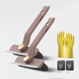 Multi-Function Rotating Crevice Cleaning Brush, Hard Bristle Crevice Cleaning Brush for Household use, Upgraded 4-in-1 Gap Cleaning Brush for Kitchen Bathroom (2, Brown)