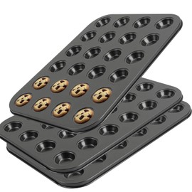 YILANJIN Pack of 2 Mini Muffins Baking Mould, Muffin Tray 24, Baking Mould Muffins, Carbon Steel Muffin Baking Tray, Muffin Baking Mould, Non-Stick Muffins Baking Mould for Cupcakes, Brownies, Pudding