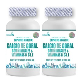 DUO de Calcio de Coral con Vitaminas & Minerales 120 capsulas de 600 mg c/u