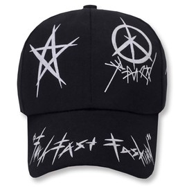 CHROME CRANE CB017 Men's Cap, Hat, Stylish, Logo, Mark, Geometric Design, White, Black