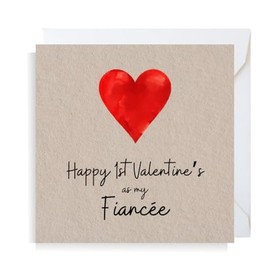 Second Ave Fiancee Heart 1st Valentine's Square Valentine's Day Greetings Card