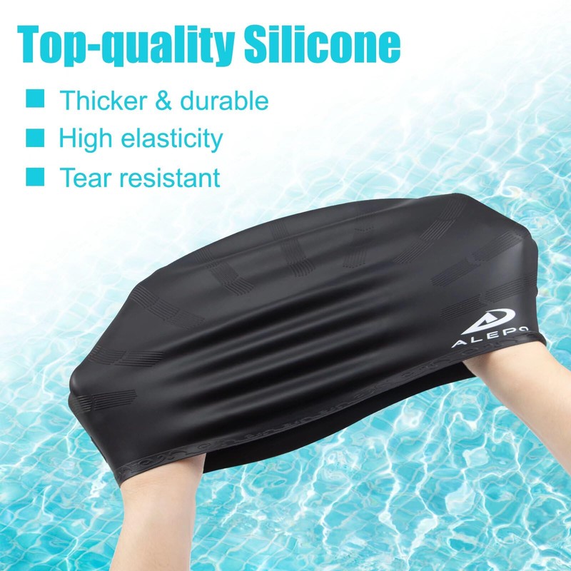 2 Pack Kids Swim Caps for Boys Girls, Durable Silicone