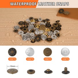 Leather Snap Fastener Tool Kit - 40 Sets of 15mm Star and Circle Patterned Snaps in Silver Bronze, Snap Button Kit for Leather Craft Work, Ergonomic Designed Snap Press Pliers for Safer Easier Set