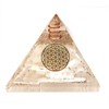 Sawcart Selenite Orgone Crystal Pyramid with Flower of Life Symbol