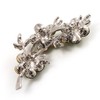 Diamante Floral Brooch (Silver&Olive Green)
