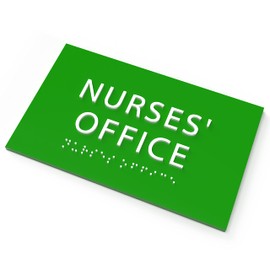 ADA CENTRAL SIGNS - 6" X4" Nurse’s Office Sign - ADA Compliant Tactile Graphics Grade 2 Braille Text | Wall Mount Plastic Room Signs for Medical Health Offices, Hospital Building, School Nurse Offices