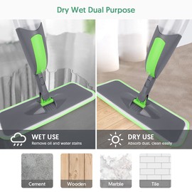 Spray Mop, ILAVCOOL Floor Mops for Floor Cleaning with 3 Reusable Microfiber Pads & 550ML Refillable Bottle Wet Dry Use for Hardwood Laminate Tile Wood Cleaner