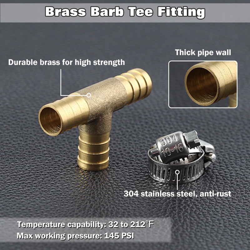LEONTOOL Brass Barb Fitting Barb Fitting Barb Hose 12mm Hose