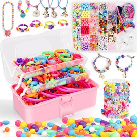 FUNZBO 1600 Pcs Pop Beads with Bracelet Making Kit, Jewelry Making Kit for 3 4 5 6 7 8 9 Year Old Little Girls, Arts and Crafts Toys for Kids, Necklace Bracelet Ring Creativity Holidays Birthday Gifts
