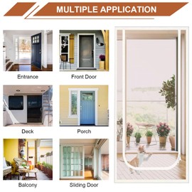 Dixutzi Pet Screen Door Thickened Cat Resistant Mesh Screen Door for Living Room, Bedroom, Kitchen, Patio, Dog Cat Scratch Proof Screen with Zipper Closure (Fits Door Size up to 35''x 80'', White)