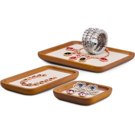 Woodten Wooden Jewelry Tray, Jewelry Display Tray, Stackable Jewelry Tray, Ring Earring Tray (Medium, Off-White)