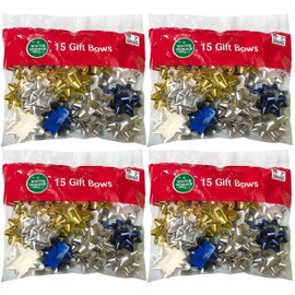 60 Count Holiday Premium Holographic 2.75" Peel N Stick Gift Wrapping Christmas Bows, Assorted Colors (60 Bows)