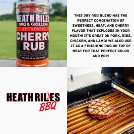 Heath Riles BBQ Cherry Rub Seasoning, Champion Pitmaster Recipe, Shaker Spice Mix, 16 oz.