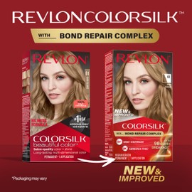 Revlon ColorSilk with Bond Repair Complex, Permanent Hair Color, 100% Gray Coverage, Ammonia Free Hair Dye, Vegan Keratin, 61 Dark Blonde (Pack of 3)