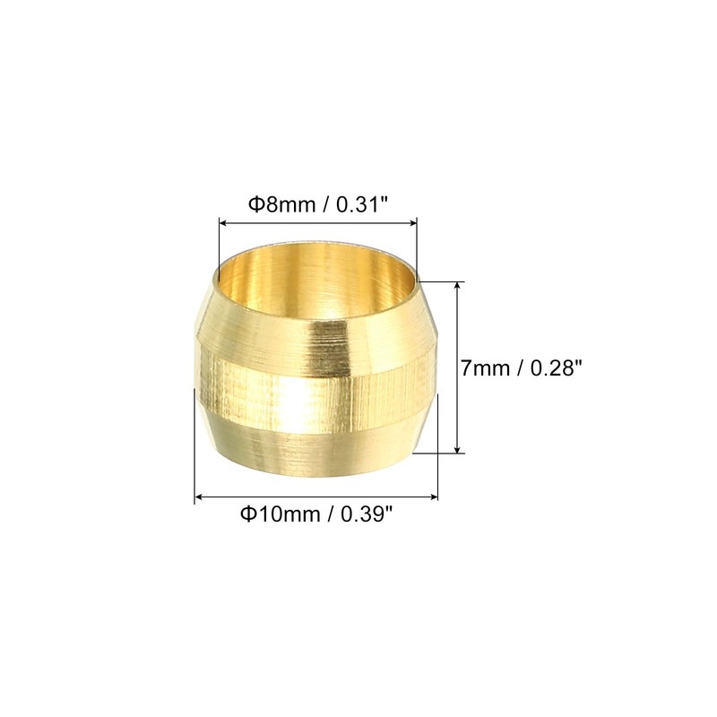 PATIKIL 20pcs 8mm Tube OD Brass Compression Sleeve Ferrules 8mm