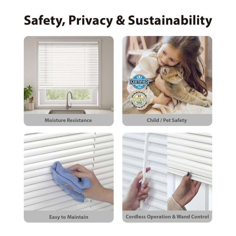 DEZ FURNISHINGS Cordless 1" Signature Mini Blind with Flexible Slats,