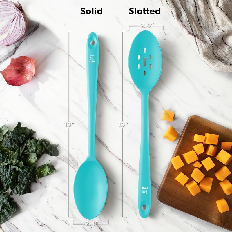 DI ORO Silicone Spoons for Cooking - Large Kitchen Spoons