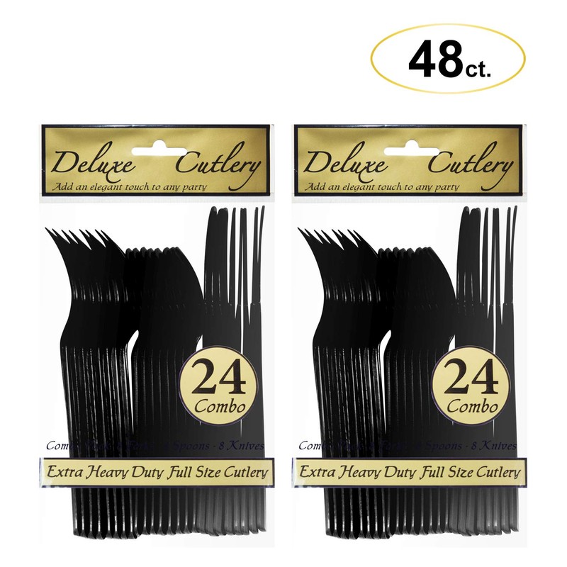 Party Essentials Extra Heavy Duty Hard Plastic Cutlery Combo Pack,