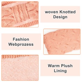 ZeYou Women's Winter Headband, 2 Pieces, White and Pink Headbands, Knitted, Hair Band, Ear Warmers, Elastic Headband, Thick Headband, Ear Warmers, Warm for Women/Girls